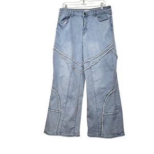 Generation K Blue Frayed Wide Leg Denim Jeans Juniors 15